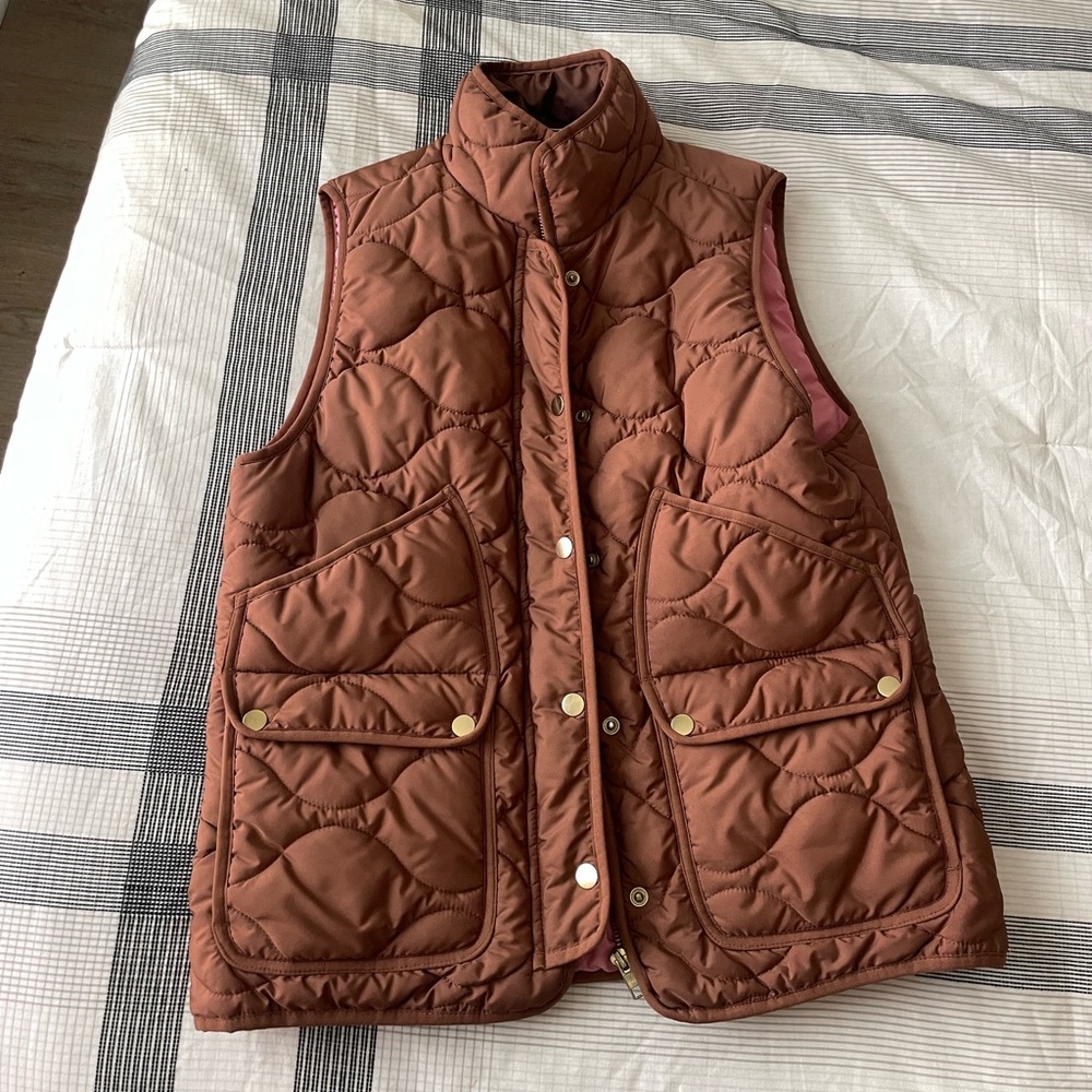 Brown JCrew Puffer Vest